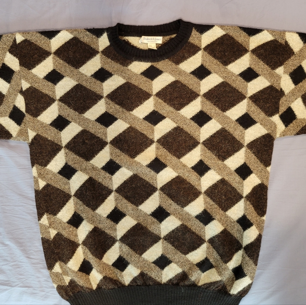 90's Bullock & Jones Men's Geometric Alpaca Sweater
